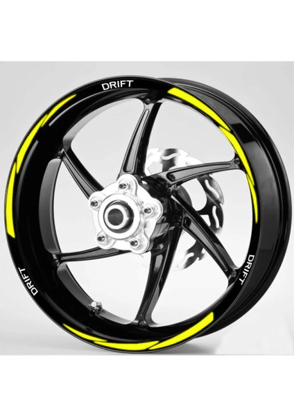 Ddlife Store Sarı Mondial Beyaz Drift Yazılı Motor Jant Şeridi