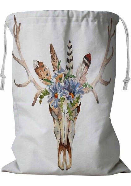 Çiçek Tüyü Çamaşır Sepeti Kordonlu 45X60 cm (Yurt Dışından)