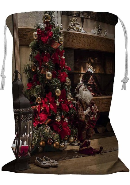 Yılbaşı Ağacı Şöminenin Yanında Sallanan Sandalye Ipli Çamaşır Sepeti 45X60 cm (Yurt Dışından)