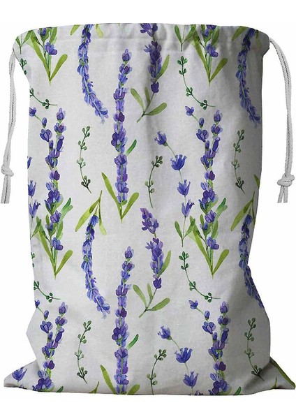 Nazik Çiçekli Lavanta Çamaşır Sepeti Ipli 45X60 cm (Yurt Dışından)