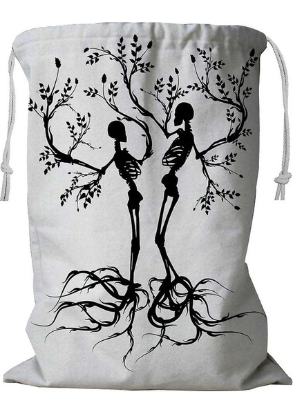 Hayat Ağacı Kordonlu Çamaşır Sepeti 45X60 cm (Yurt Dışından)