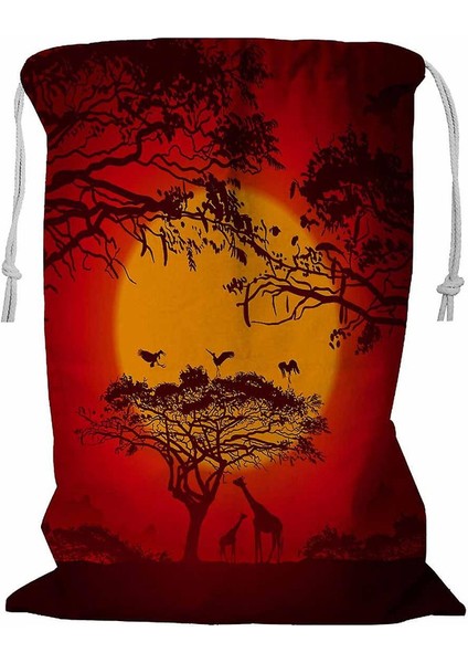 Afrika Günbatımı Ipli Çamaşır Sepeti 45X60 cm (Yurt Dışından)