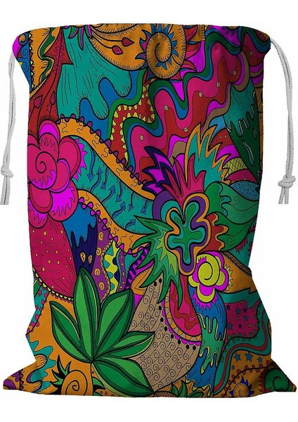 Soyut Çizim Taşlı Sanat Çamaşır Sepeti Ipli 45X60 cm (Yurt Dışından)