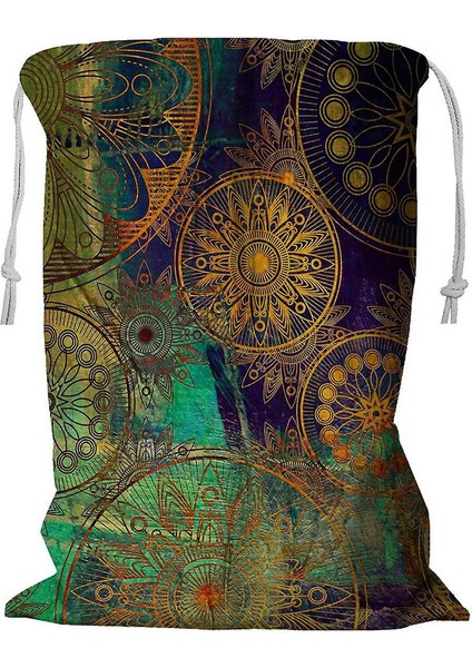 Damascus Ekose Büzgülü Çamaşır Sepeti 45X60 cm (Yurt Dışından)