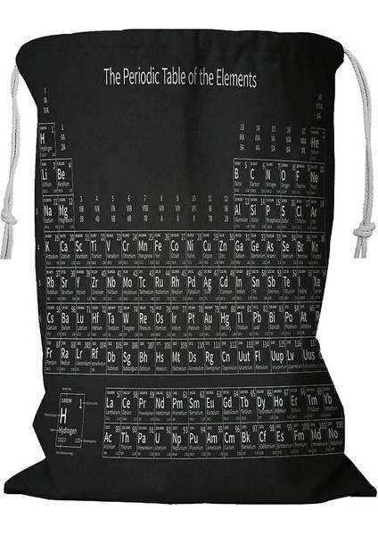 Kimyasal Periyodik Elementler Tablosu Siyah Kara Tahta Ipli Çamaşır Sepeti 45X60 cm (Yurt Dışından)