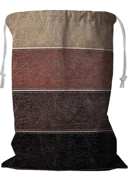 Deri Etiketler Farklı Renkler Ipli Çamaşır Sepeti 45X60 cm (Yurt Dışından)