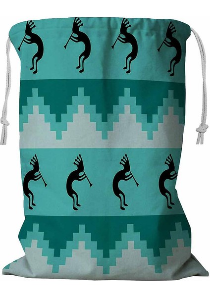 Cool Turkuaz Kordonlu Çamaşır Sepeti 45X60 cm (Yurt Dışından)