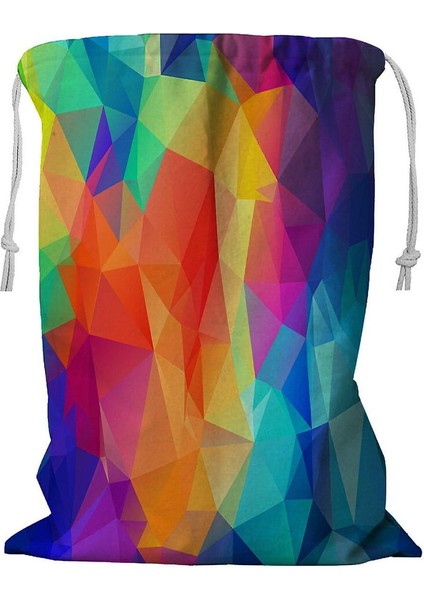 Soyut Geometrik Tam Renkli Ipli Çamaşır Sepeti 45X60 cm (Yurt Dışından)