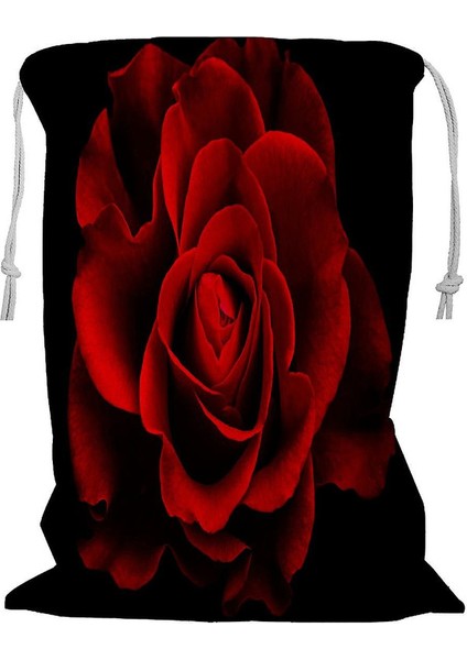 Kırmızı Gül Özel Renk Işık Efektli Ipli Çamaşır Sepeti 45X60 cm (Yurt Dışından)