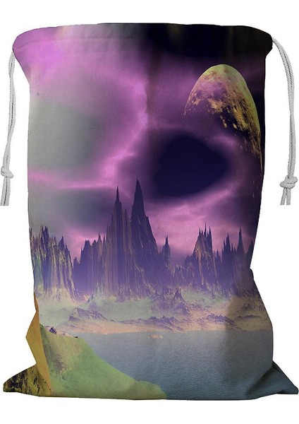 Alien Planet Rocks Moon Ipli Çamaşır Sepeti 45X60 cm (Yurt Dışından)
