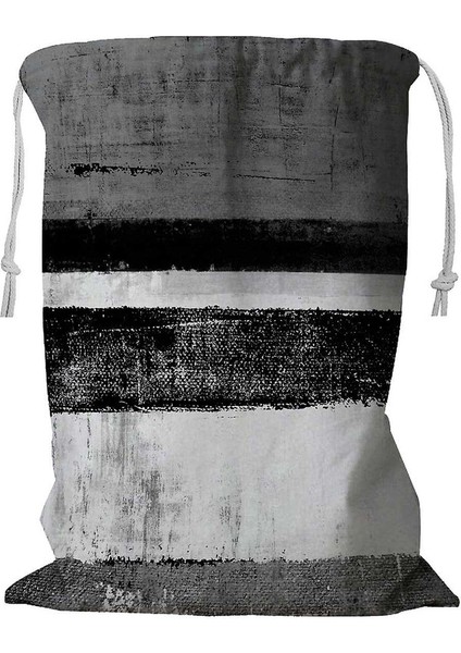 Siyah Beyaz Soyut Sanat Resim Ipli Çamaşır Sepeti 45X60 cm (Yurt Dışından)