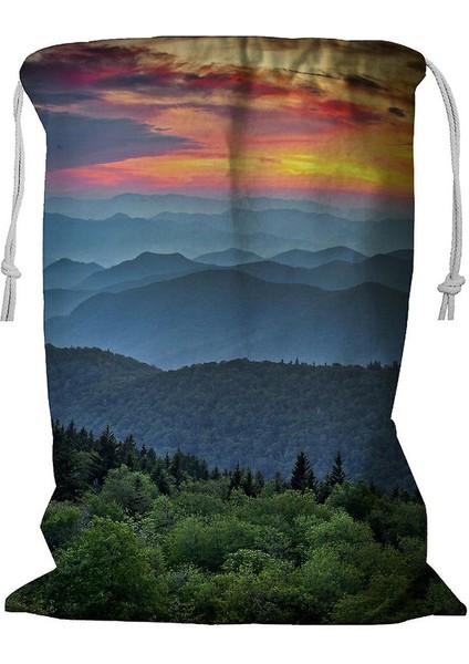 Dağları Sırtları Gün Batımı Büyük Oky Dağları Ipli Çamaşır Sepeti 45X60 cm (Yurt Dışından)