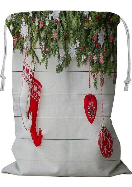 Noel Yılbaşı Köknar Ağacı Ipli Yılbaşı Çorap Çamaşır Sepeti 45X60 cm (Yurt Dışından)