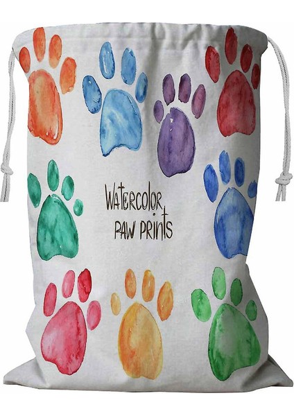 Suluboya Hayvan Ayak Izleri Ipli Çamaşır Sepeti 45X60 cm (Yurt Dışından)