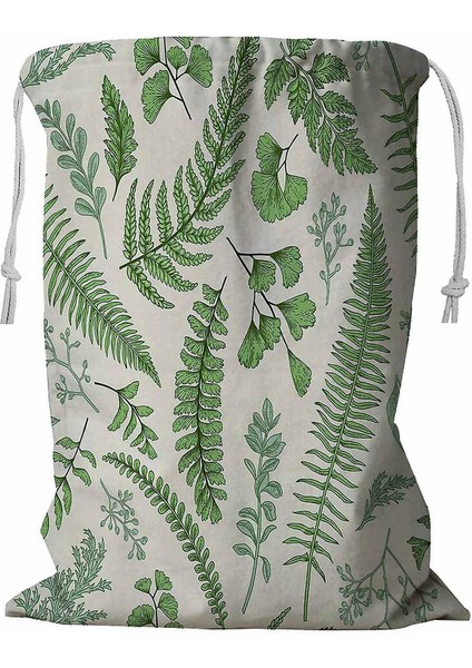 Kordonlu Çiçekli Bitki Çamaşır Sepeti 45X60 cm (Yurt Dışından)