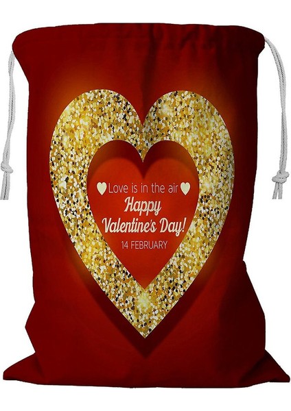 Mutlu Sevgililer Günü Kartlı Kalpli Çamaşır Sepeti Ipli 45X60 cm A--19168 (Yurt Dışından)