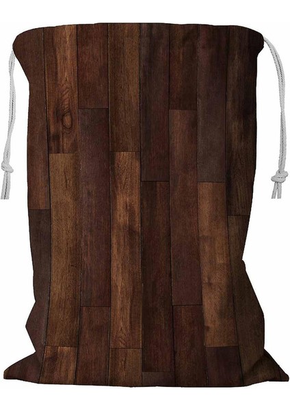 Ahşap Zemin Ahşap Kalaslar Ipli Çamaşır Sepeti 45X60 cm (Yurt Dışından)