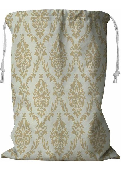 Damask Süslü Ipli Vintage Çamaşır Sepeti 45X60 cm (Yurt Dışından)