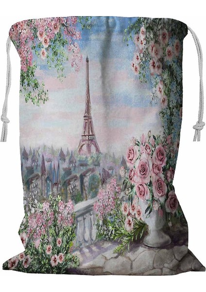 Paris Summer Gentle Rose Kordonlu Çamaşır Sepeti 45X60 cm (Yurt Dışından)