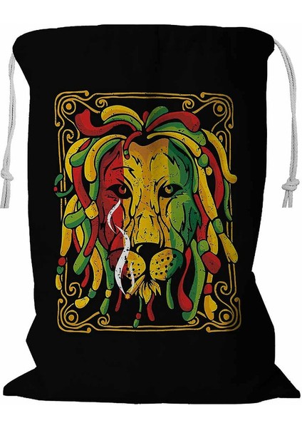Aslan Rasta Ipli Tam Renkli Çamaşır Sepeti 45X60 cm (Yurt Dışından)