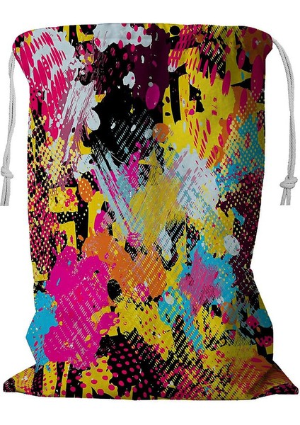 Graffiti Kordonlu Çamaşır Sepeti 45X60 cm (Yurt Dışından)