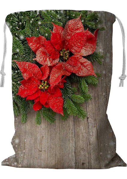 Güzel Yılbaşı Ağacı Dalı Kırmızı Atatürk Çiçeği Çiçek Çamaşır Sepeti Ipli 45X60 cm (Yurt Dışından)