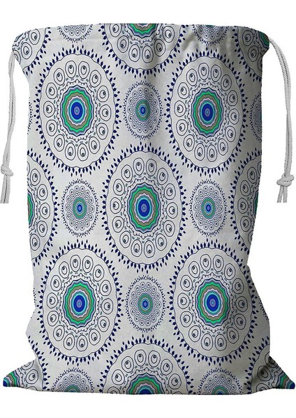Tüy Tavuskuşu Mandala Ipli Çamaşır Sepeti 45X60 cm (Yurt Dışından)