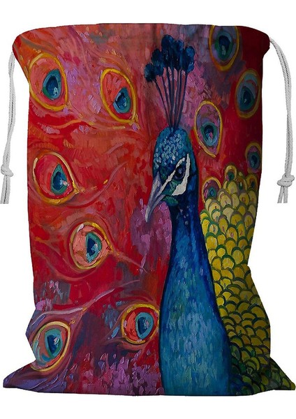 Ipli Modern Sanat Çamaşır Sepeti 45X60 Cm（peacock） (Yurt Dışından)