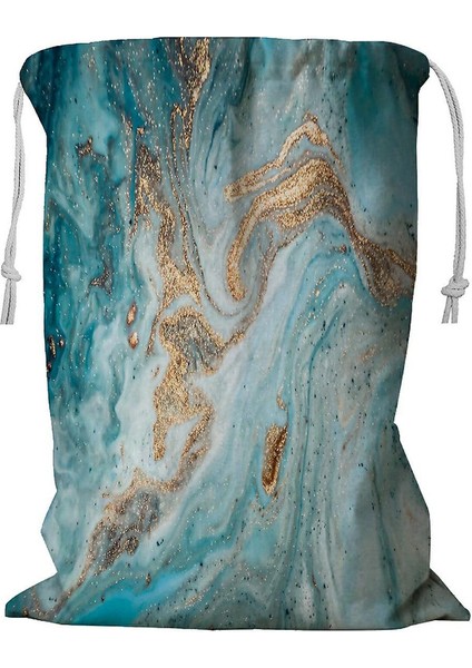 Mermer Dokulu Doğu Tekniği Ebru Ipli Çamaşır Sepeti 45X60 cm A--21747 (Yurt Dışından)