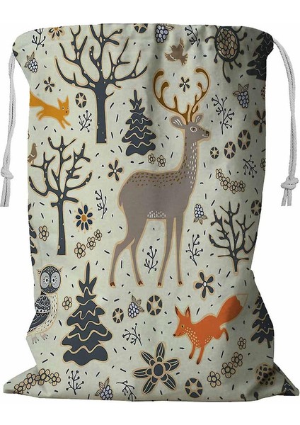 Forest - Kordonlu Kuş Çamaşır Sepeti 45X60 cm (Yurt Dışından)