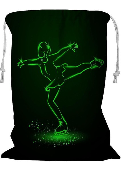 Artistik Patinaj Neon A Girl Dances On Ice Ipli Çamaşır Sepeti 45X60 cm (Yurt Dışından)