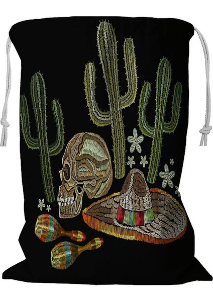 Kaktüs Çamaşır Sepeti Kordonlu 45X60 cm (Yurt Dışından)