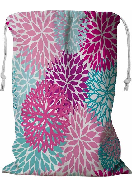 Parlak Çiçek Desenli Ipli Çamaşır Sepeti 45X60 cm (Yurt Dışından)