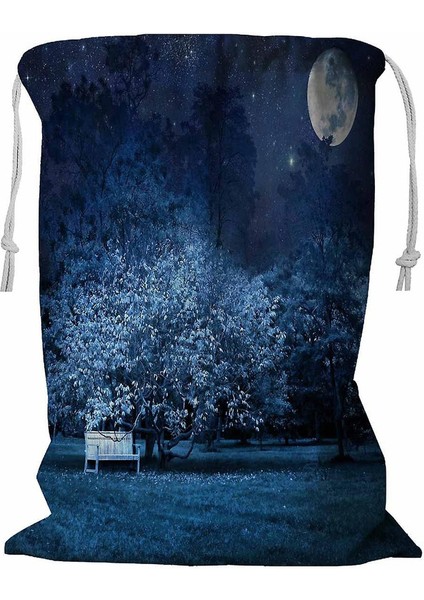 Full Moon Mystic Night In Park Ipli Çamaşır Sepeti 45X60 cm (Yurt Dışından)