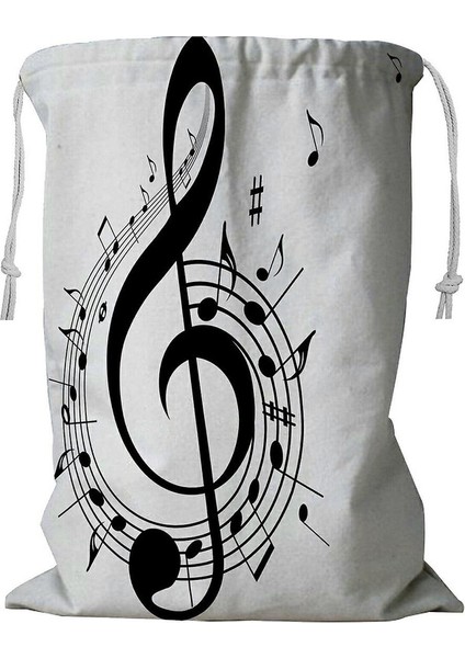 Müzik Temalı Ipli Çamaşır Sepeti 45X60 cm (Yurt Dışından)