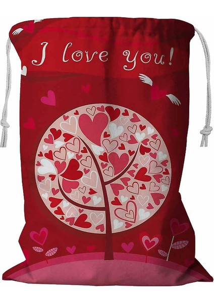 Sevgililer Günü Kartı Seni Seviyorum Ipli Çamaşır Sepeti 45X60 cm (Yurt Dışından)
