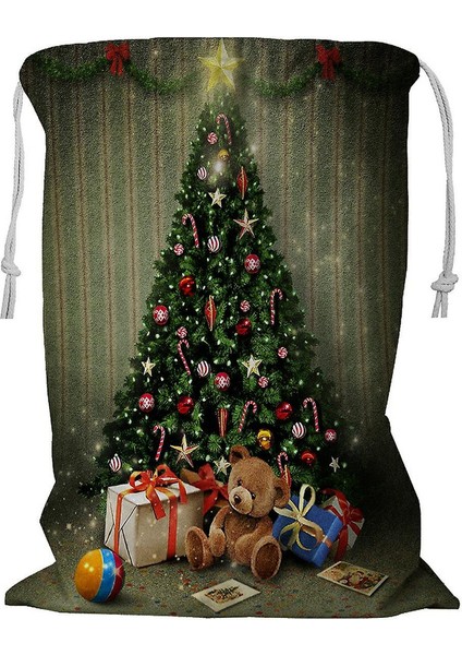 Tatil Noel Yeni Yıl Odası Noel Ağacı Hediyelik Eşya Çamaşır Sepeti Ipli 45X60 cm (Yurt Dışından)
