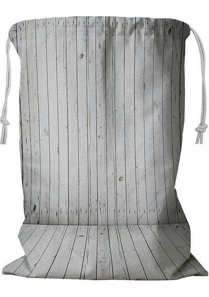 Beyaz Ahşap Oda Çamaşır Sepeti Ipli 45X60 cm (Yurt Dışından)