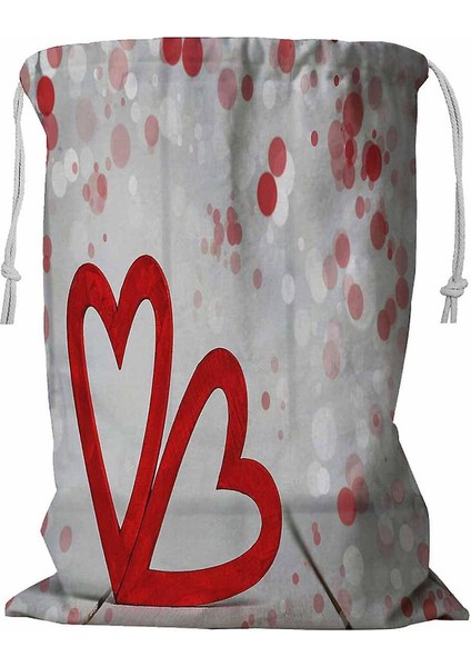 Sevgililer Günü Ipli Beyaz Ahşap Çamaşır Sepeti Üzerinde Kalpler 45X60 cm (Yurt Dışından)