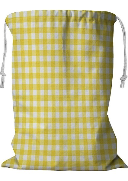 A Pastel Sarı Pötikare Ipli Çamaşır Sepeti 45X60 cm (Yurt Dışından)