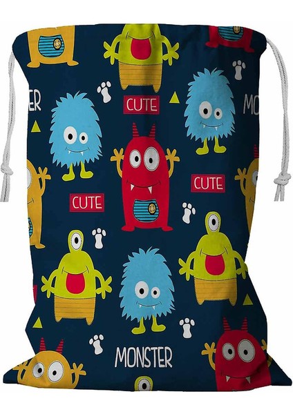 Çizgi Film Canavarları Ipli Çamaşır Sepeti 45X60 cm (Yurt Dışından)