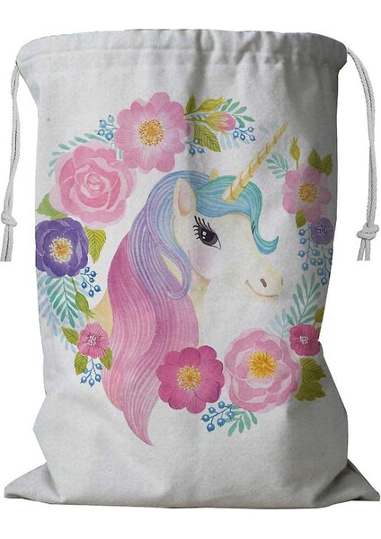 Unicorn Çiçekli Çamaşır Sepeti Ipli 45X60 cm (Yurt Dışından)