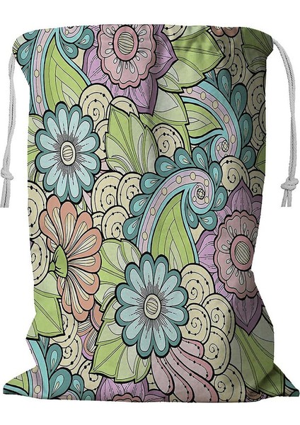 Flowers Ipli Çiçekli Çamaşır Sepeti 45X60 cm (Yurt Dışından)