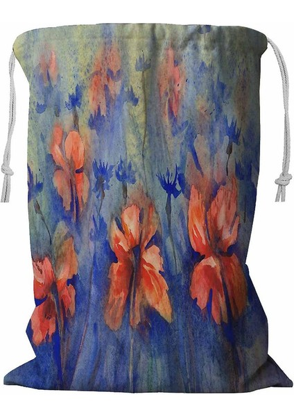 Yağmur Suyu Çiçek Çamaşır Sepeti Kordonlu 45X60 cm (Yurt Dışından)