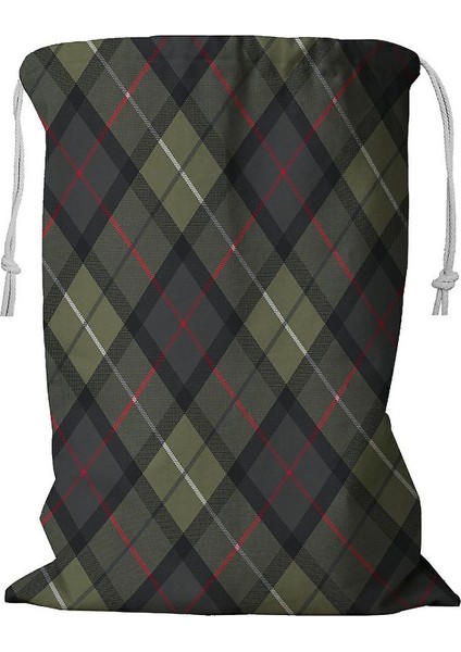 Klasik Tartan Kareli Ekose Desenli Ipli Çamaşır Sepeti 45X60 cm (Yurt Dışından)