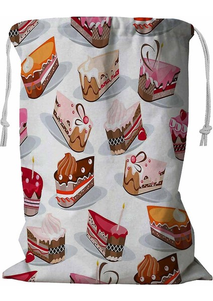 Farklı Kek Buzları Ipli Çamaşır Sepeti 45X60 cm (Yurt Dışından)