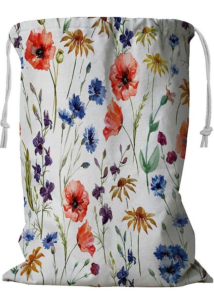 Kır Çiçekleri Gelincik Peygamber Çiçeği Papatya Ipli Çamaşır Sepeti 45X60 cm (Yurt Dışından)