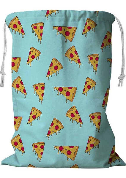 Karikatür Pizza Buz Çamaşır Sepeti Ipli 45X60 cm (Yurt Dışından)