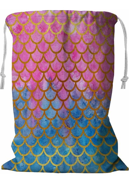 Denizkızı Pullu Çamaşır Sepeti Kordonlu 45X60 cm (Yurt Dışından)