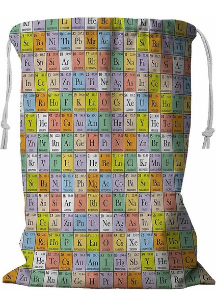 Periyodik Tablo Ipli Çamaşır Sepeti 45X60 cm (Yurt Dışından)